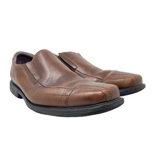 Clarks Shoes Mens‎ 13M Brown Leather Slip On Loafers Square Toe